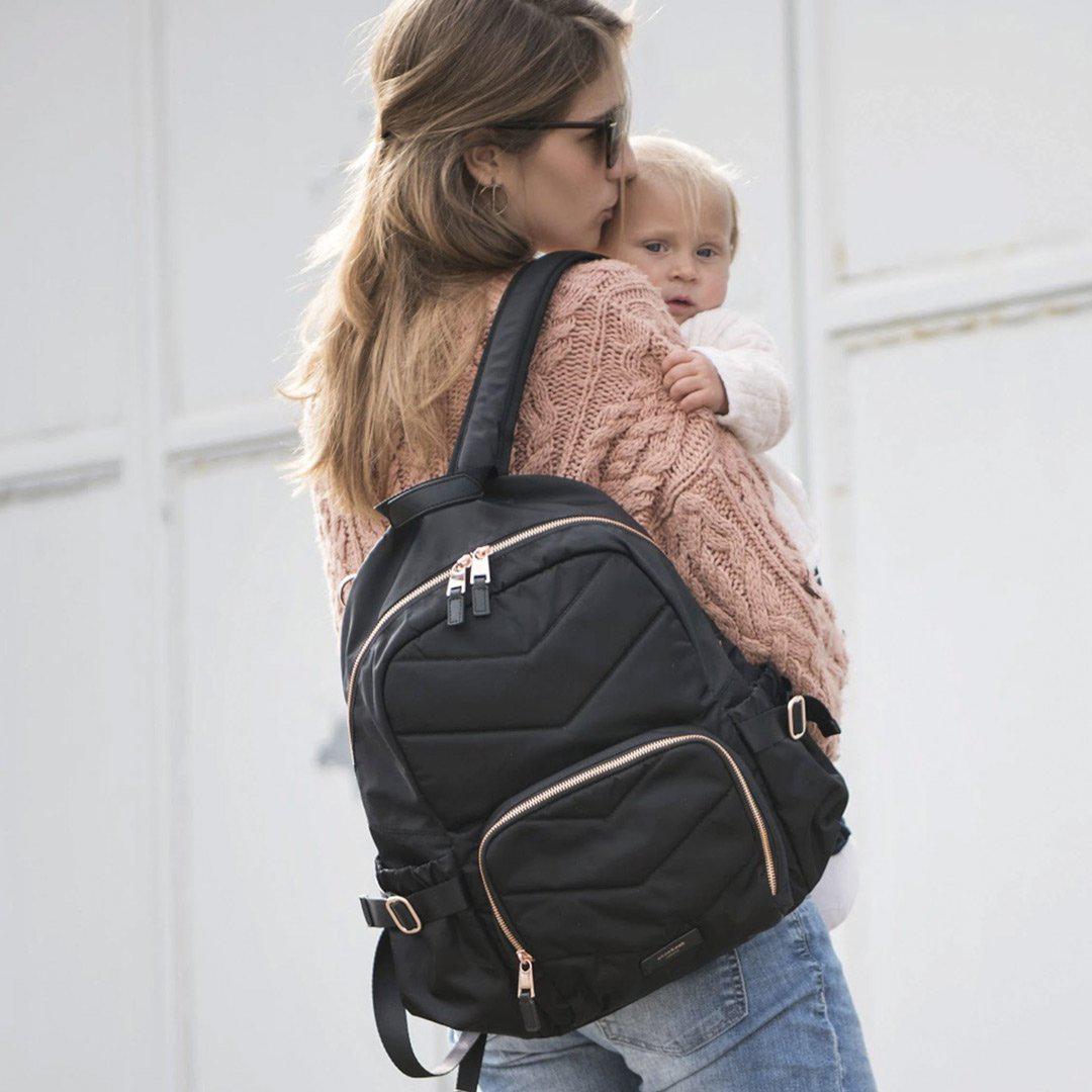 🌈 STORKSAK POPPY LUXE BLACK SCUBA [ DIAPER BAG]