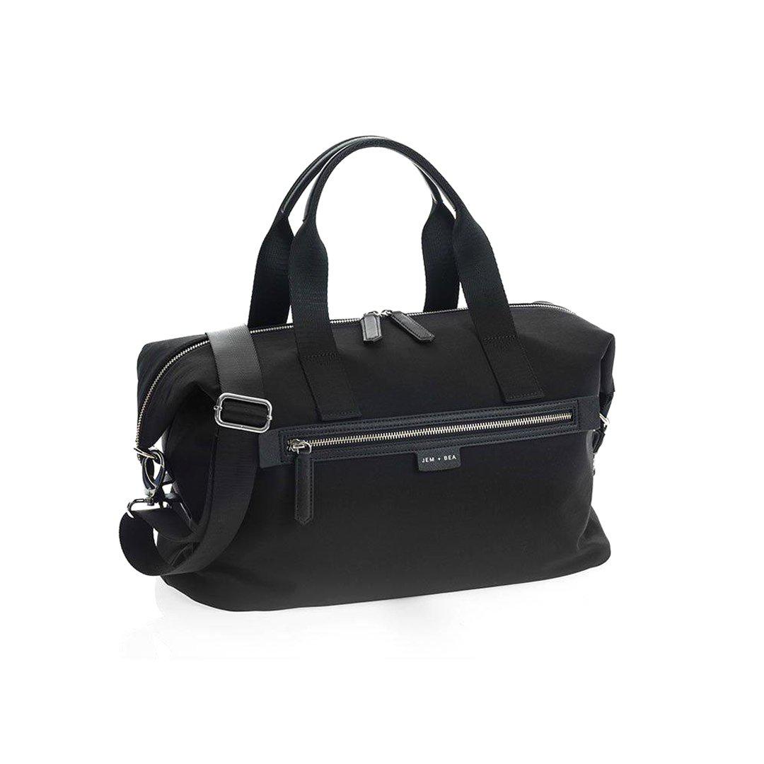 JEM + BEA Sustainable Edie Eco Holdall - Black | Natural Baby Shower