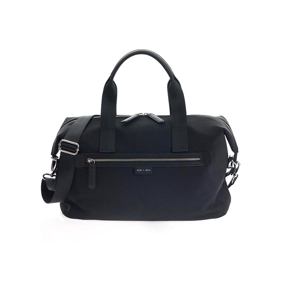 JEM + BEA Sustainable Edie Eco Holdall - Black | Natural Baby Shower