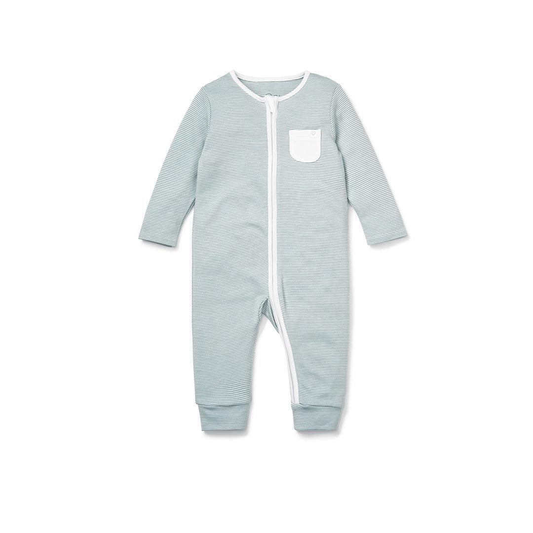 MORI Clever Zip Sleepsuit - Blue Stripe | Natural Baby Shower