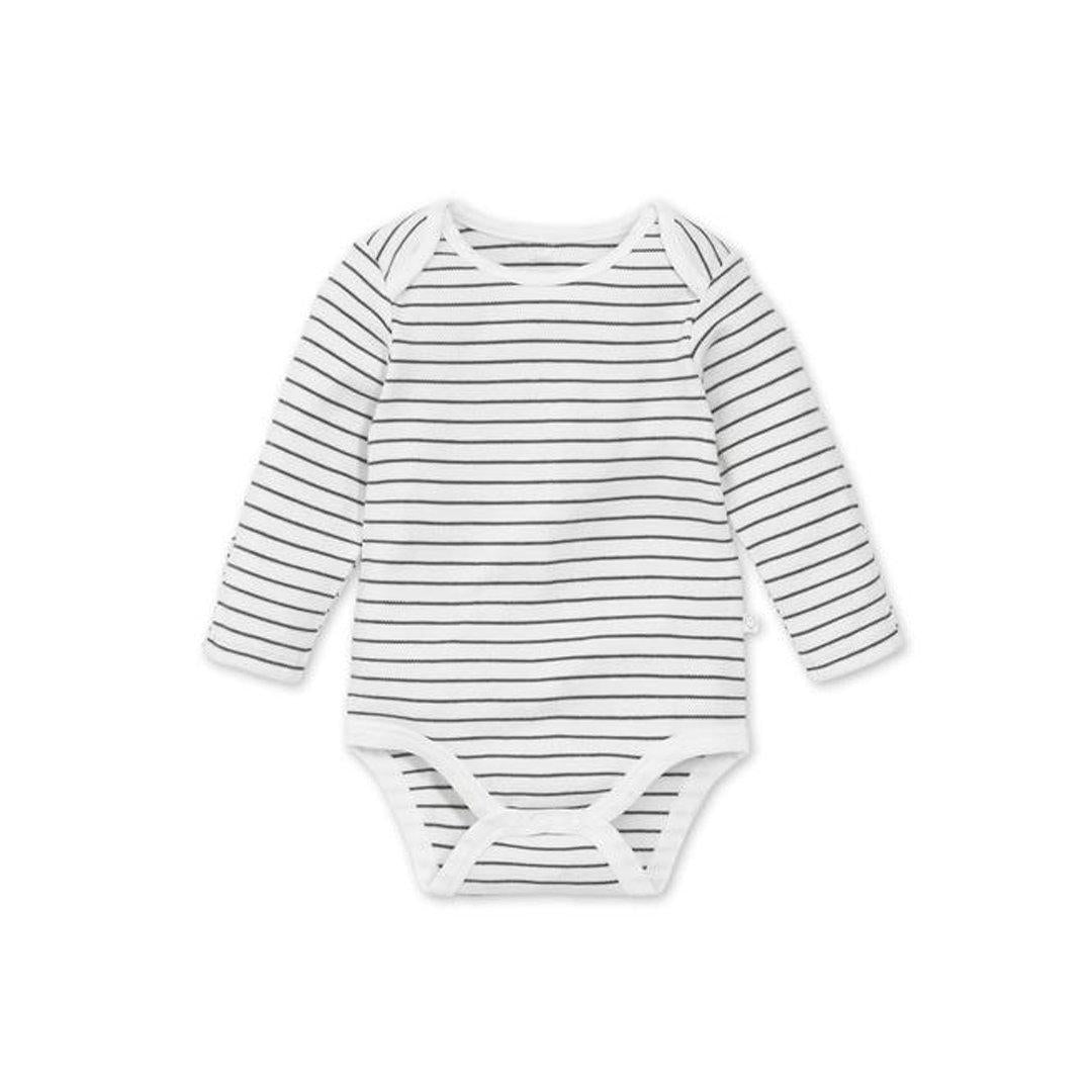 MORI Long Sleeve Bodysuit in Grey Stripe | Natural Baby Shower