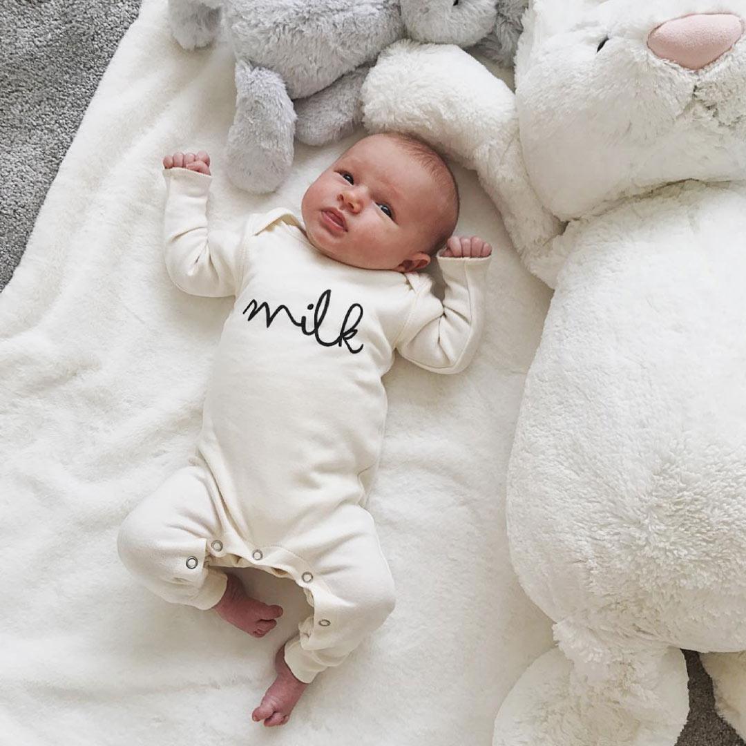 Milking It Organic Sleepsuit in Oat - Eco Mama & Babe