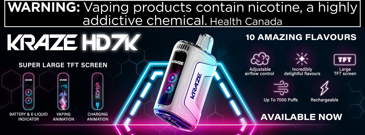 Kraze HD 7K Disposable Vape - Canada and Quebec Free Vape Shipping