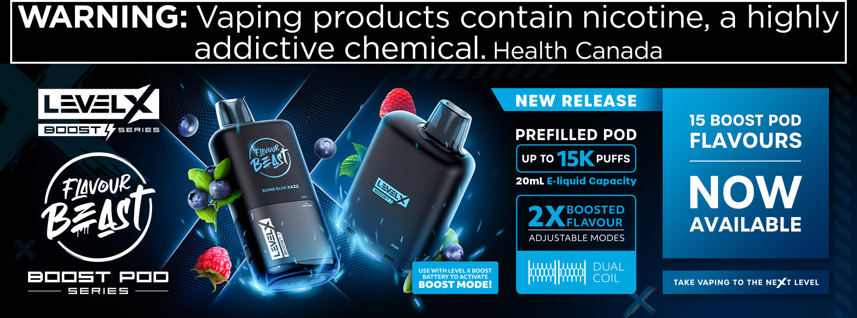 Level X Boost 15K Pods - Canada and Quebec Free Vape Shipping