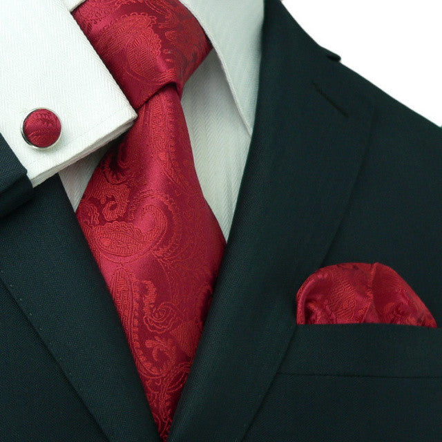 Red Paisley Wedding Tie Set JPM18104 | Toramon Necktie Company | Men’s ...