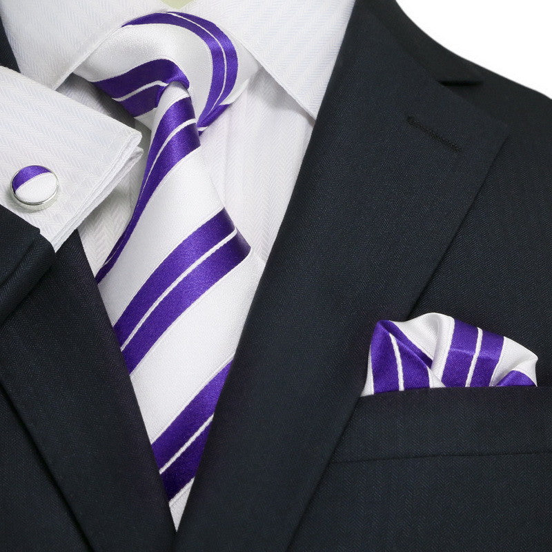 Purple and White Striped Necktie Set JPM1810N | Toramon Necktie Company ...