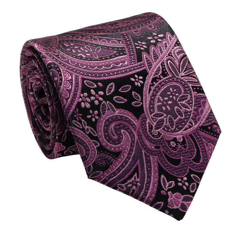 Purple and Black Paisley Necktie Set JPM18E03 - Toramon Necktie Company