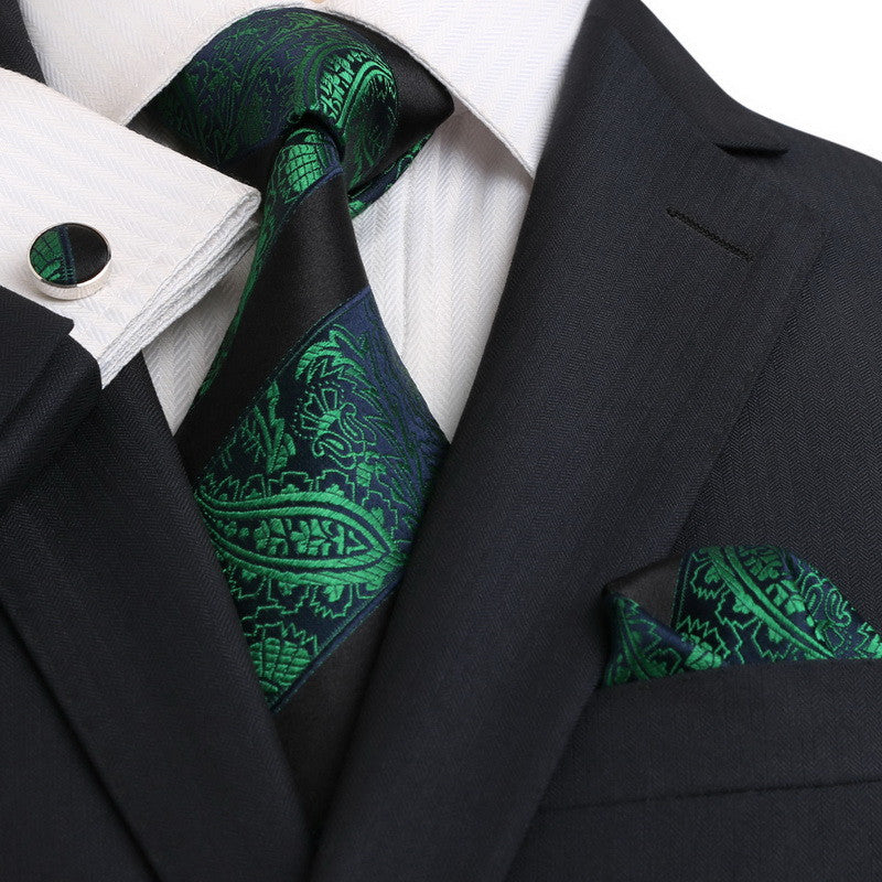 Blue Green Black Silk Necktie Set JPM18E14 | Toramon Necktie Company ...