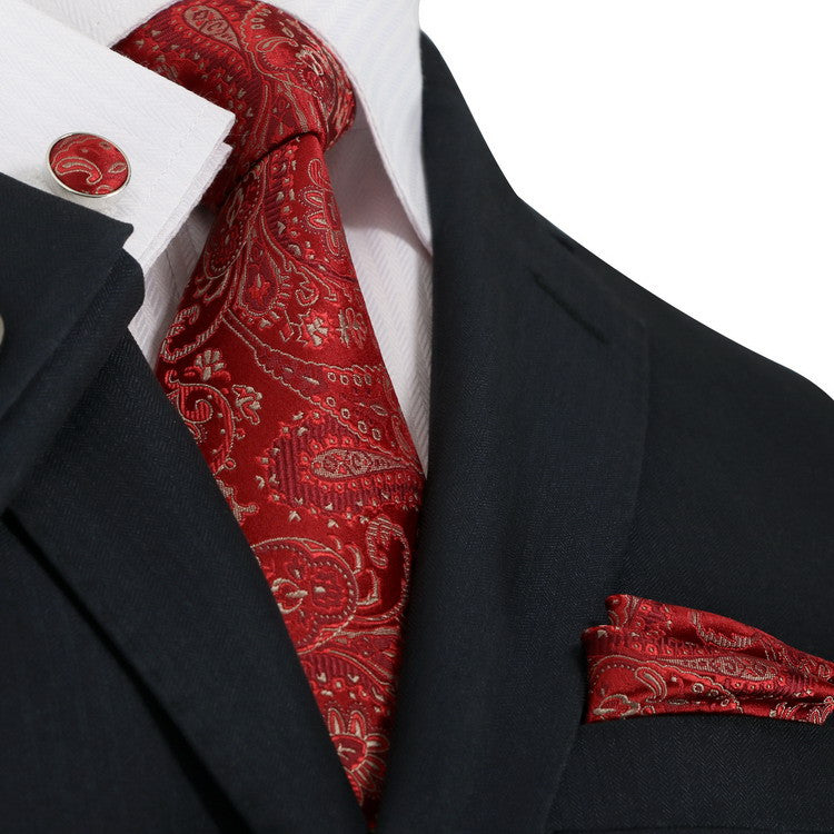 Red and Tan Paisley JPM1860W | Toramon Necktie Company | Men’s Necktie ...