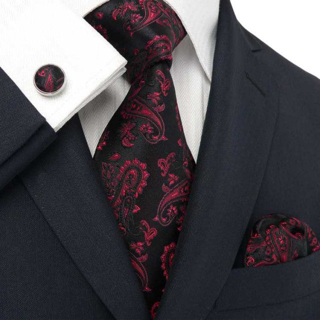 Black and Red Paisley Necktie Set JPM18660 | Toramon Necktie Company ...