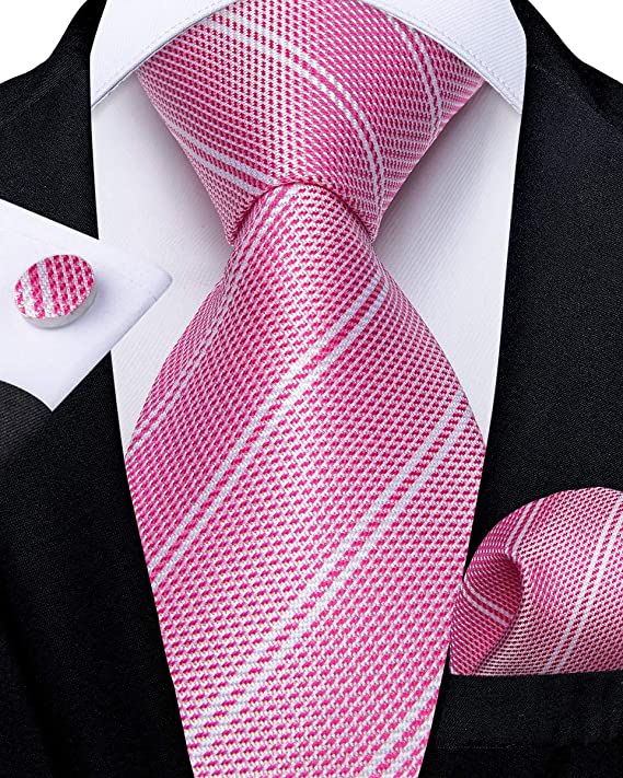 Pink and White Silk Necktie Set-DBG669 | Toramon Necktie Company | Men ...