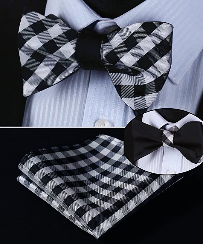 Black and White Bow Tie Set Double Sided-HDNX34 | Toramon Necktie ...