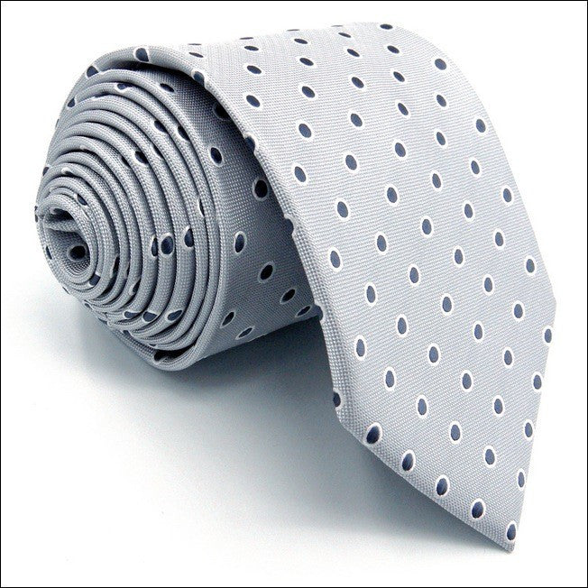 Light Gray and Black Polka Dot Silk Necktie Set JXPA21