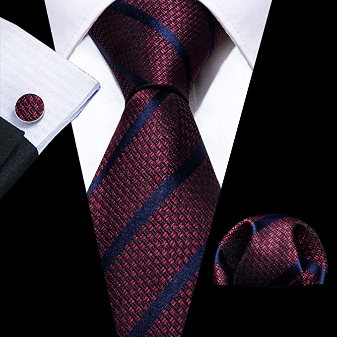 Blue and Burgundy Silk Necktie Set-LBW1017 | Toramon Necktie Company ...