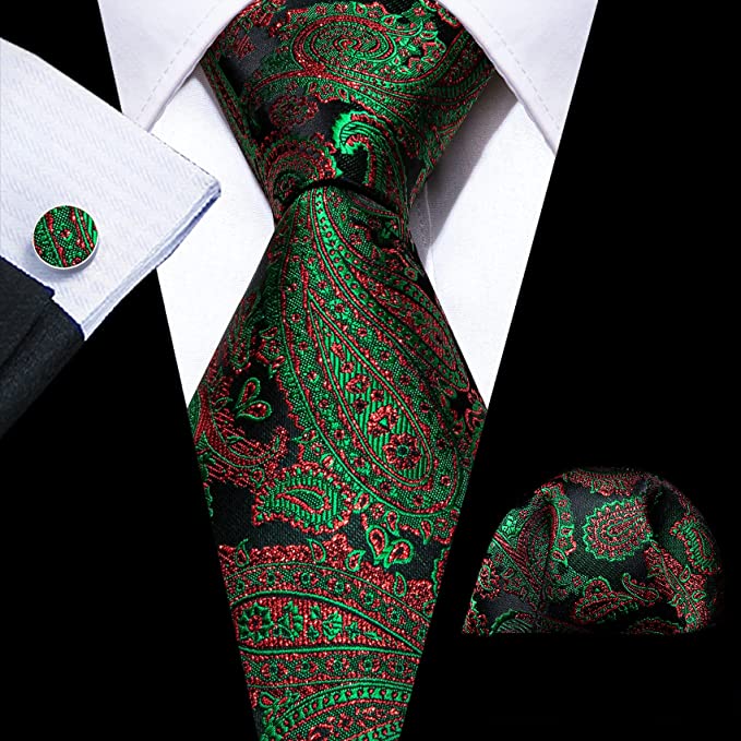New Green and Red Paisley Necktie Set-LBW1032 | Toramon Necktie Company ...