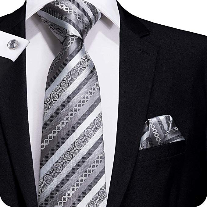 Silver Gray Silk Necktie Set LBW218 | Toramon Necktie Company | Men’s ...