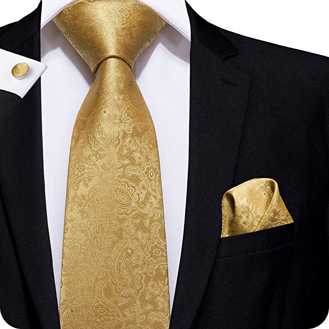 Gold Silk Paisley Necktie Set LBW235 | Toramon Necktie Company | Men’s ...
