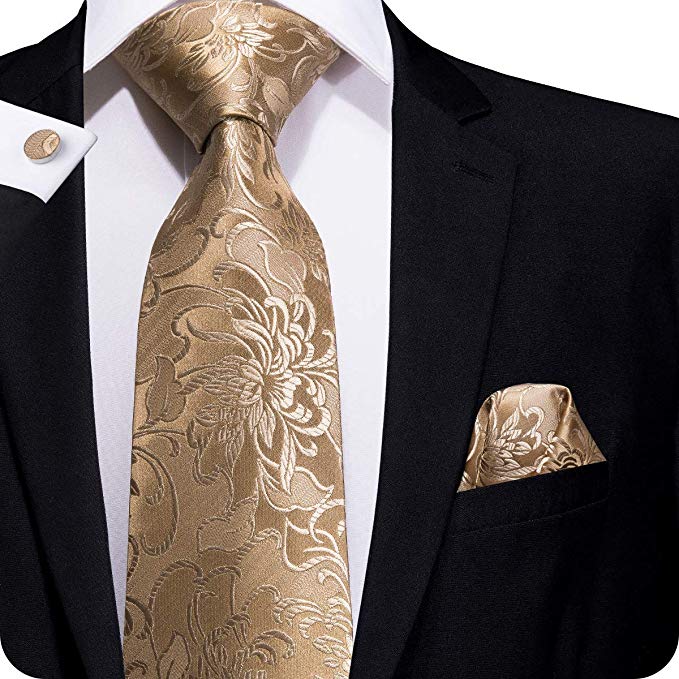 Taupe Floral Silk Necktie Set LBW254 | Toramon Necktie Company | Men’s ...