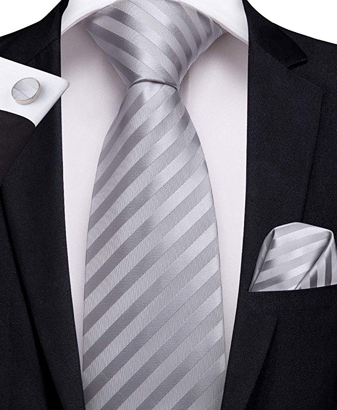 Silver Necktie Set LBW-307 | Toramon Necktie Company | Men’s Necktie ...