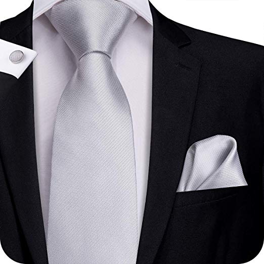 Silver Solid Necktie Set-LBW325 | Toramon Necktie Company | Men’s ...