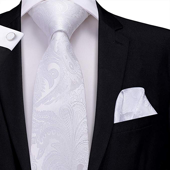 White Paisley Necktie Set-LBW434 | Toramon Necktie Company | Men’s ...