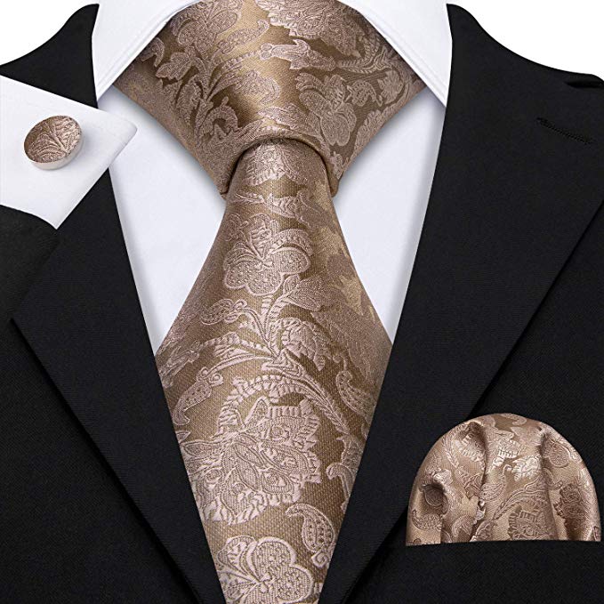 Khaki Silk Paisley Necktie Set-LBW520 | Toramon Necktie Company | Men’s ...
