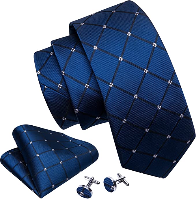 New Navy Blue and White Necktie Set-LBWY997 | Toramon Necktie Company ...