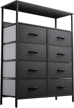 8-Drawer Fabric Dresser with Shelves, Furniture Storage Tower Cabinet, Organizer for Bedroom - JSK Studio
