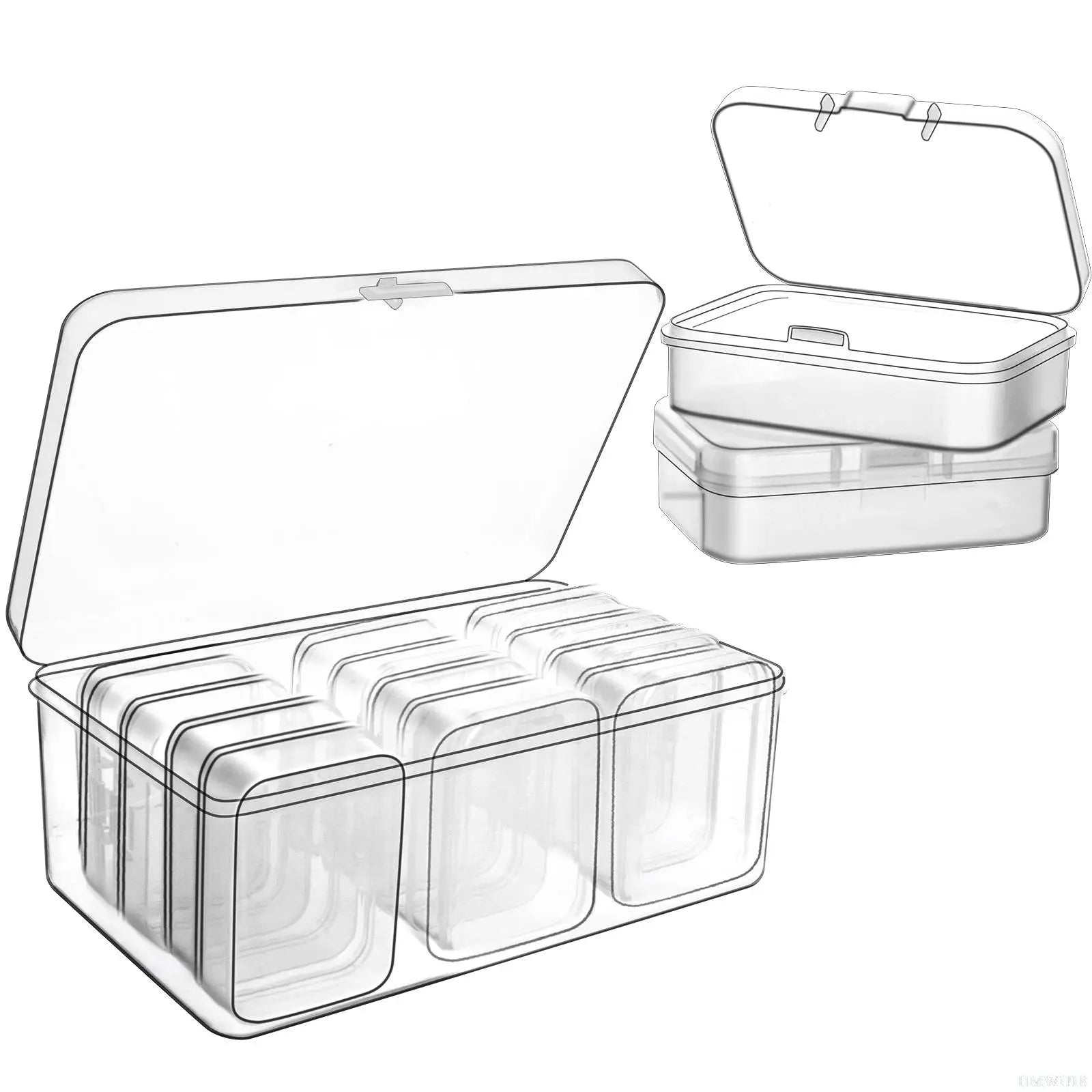 12 Pack Plastic Clear Storage Box Organizer Small Storage Case Containers