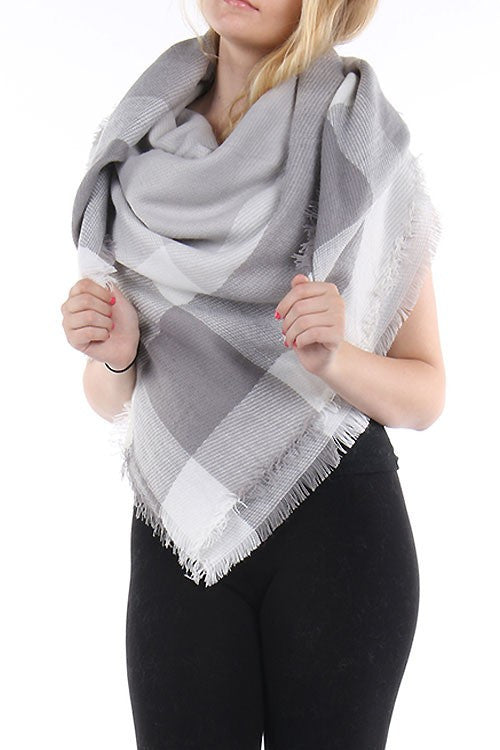 black and grey blanket scarf