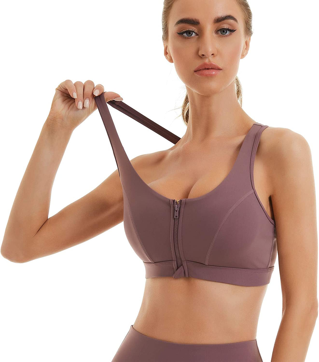Women'S Zip Front Sports Bra plus Size,High Impact Workout Yoga Bra Ra –  ENozzle91
