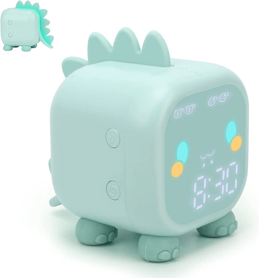 Kids Digital Alarm Clock for Kids Bedroom Cute Dinosaur (Green)