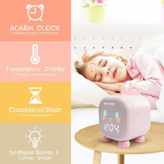 Kids Digital Alarm Clock for Kids Bedroom Cute Dinosaur (Pink)