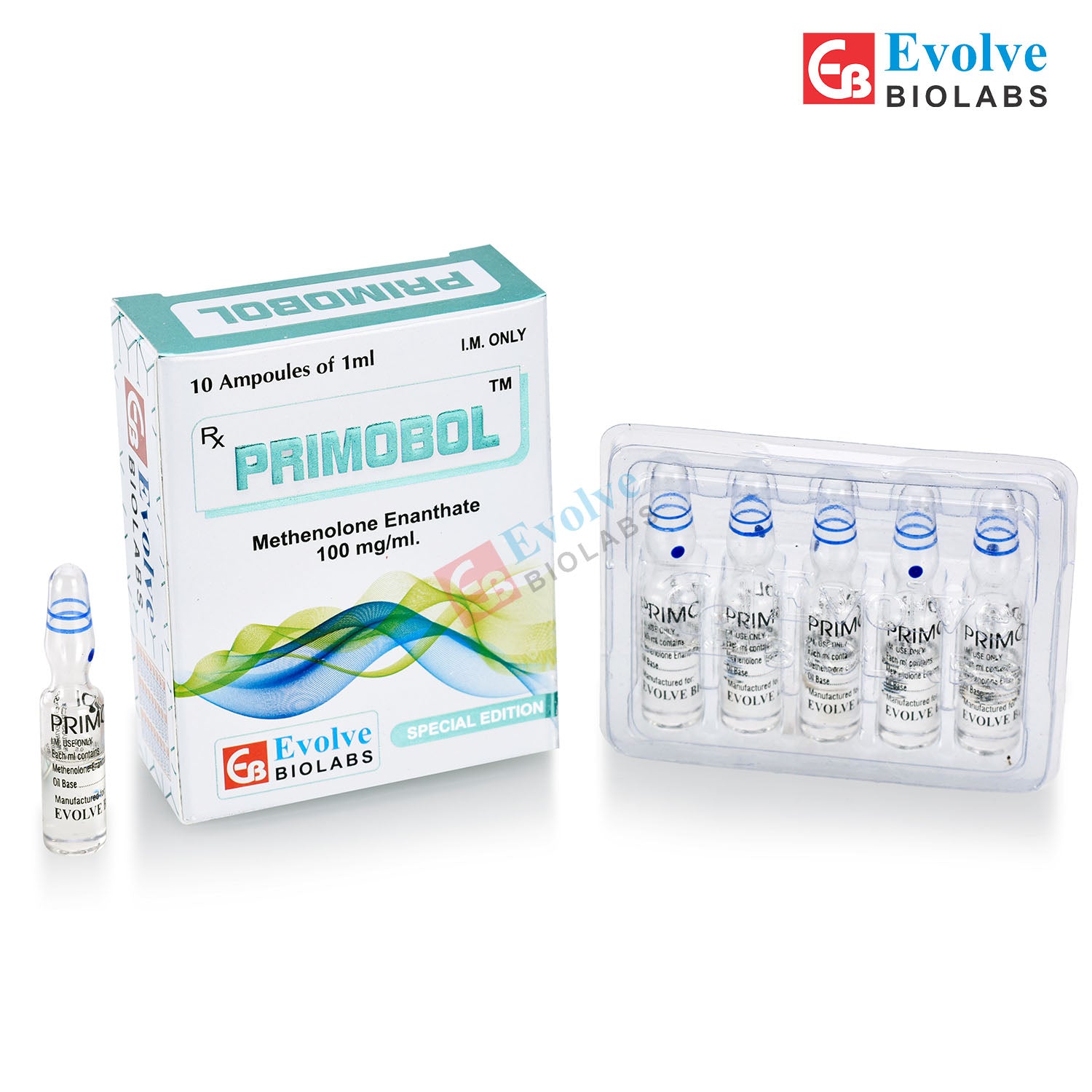 EVOLVE BIOLABS Primo Methenolone Enanthate 100mg 10 ampoules – anabolic supplement for lean muscle mass, strength, and endurance improvement
