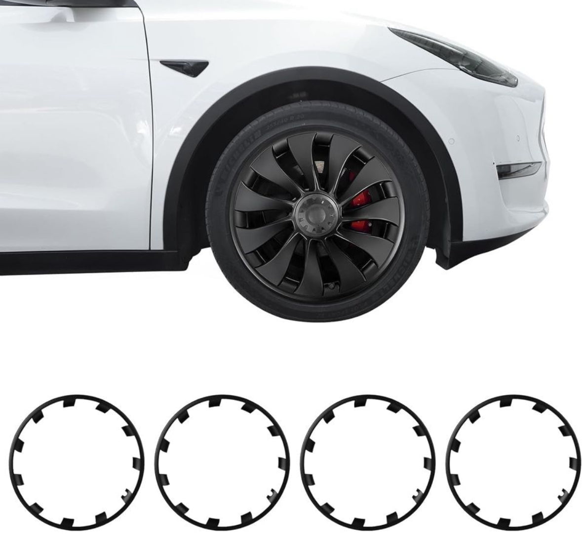 BASENOR Tesla Model Y 21 Inch Wheel Rim Protector ABS Rim Guard Hubcap Curb Rash Cover Car Protection Tire Trim Rings for Model Y Exterior Ac