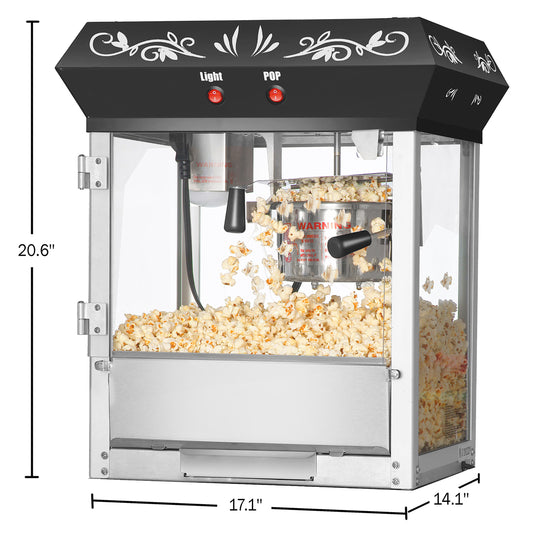 Carnival Countertop Popcorn Machine – 3 Gallon Popcorn Popper, 8oz Kettle,  Warmer, and 5 All-In-One Popcorn Packs by Superior Popcorn Company (Red) 