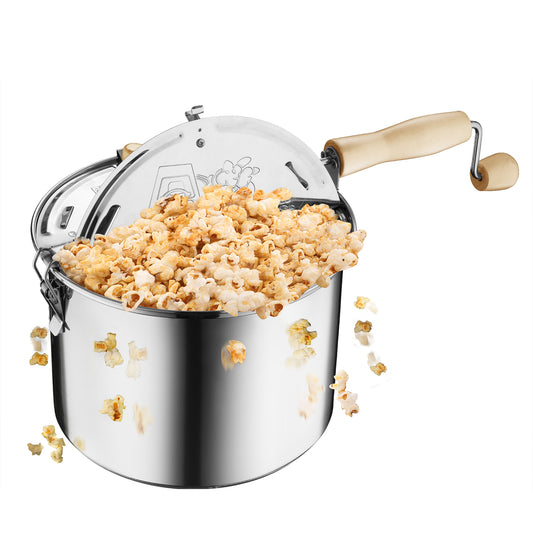 Cook N Home Stovetop Popcorn Popper with Crank, 6-Quart Aluminum Popco