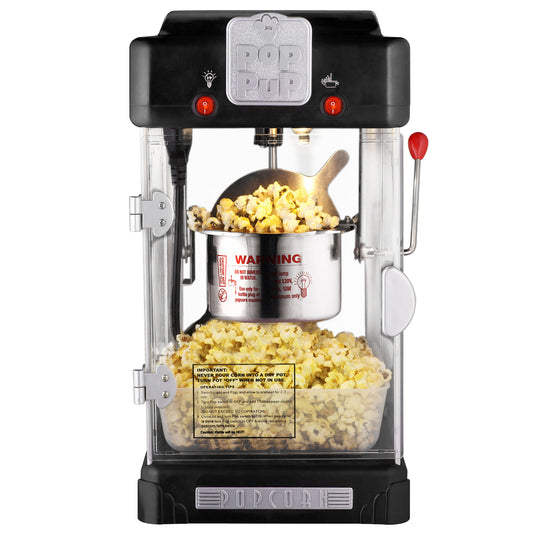 Stovetop Popcorn Maker – 6.5-Quart Popper Pan with Wooden Crank Handle and  Internal Kernel Stirrer by Great Northern Popcorn (Black)