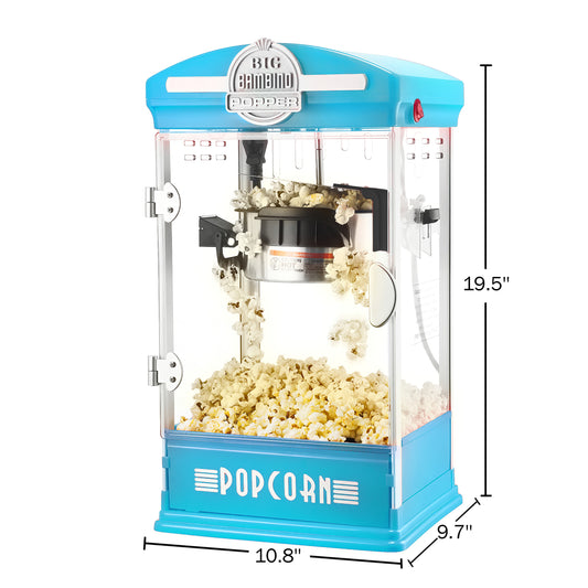 Great Northern 2.5 oz. Pop Pup Black Countertop Popcorn Machine with Measuring Spoon, Scoop, and 25-Serving Bags