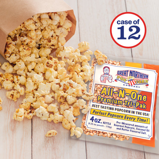 Great Northern 4 oz. Blue Big Bambino Popcorn Machine with 12 All-in-One Popcorn Packs