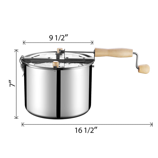 Stove Top Popcorn Maker 6.5-Quart Stainless-Steel Popper with Hand Crank Set Includes 7lbs of Popping Corn Kernels by Great Northern Popcorn
