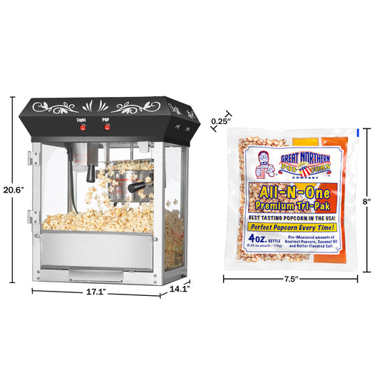 Superior Popcorn Black Countertop Movie Night Popcorn Popper Machine