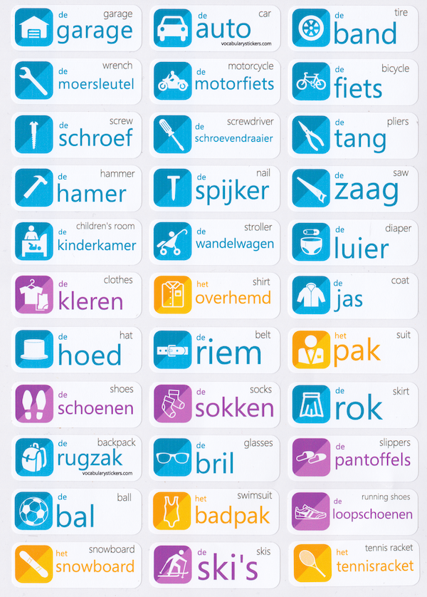 Dutch Language Stickers – VocabularyStickers™