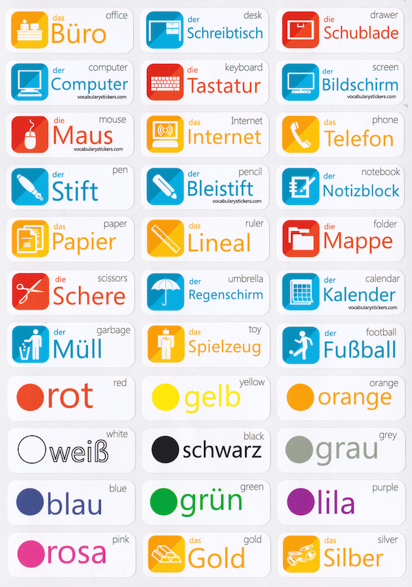German Language Stickers – VocabularyStickers™