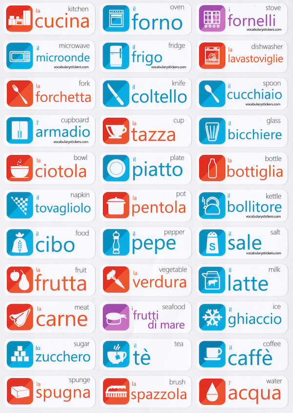 Italian Language Stickers – VocabularyStickers™