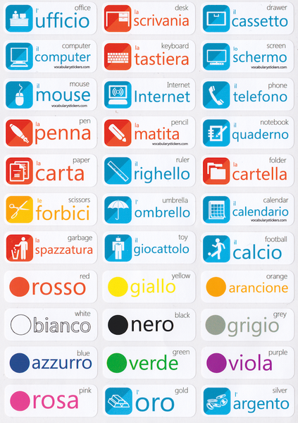 Italian Language Stickers – VocabularyStickers™