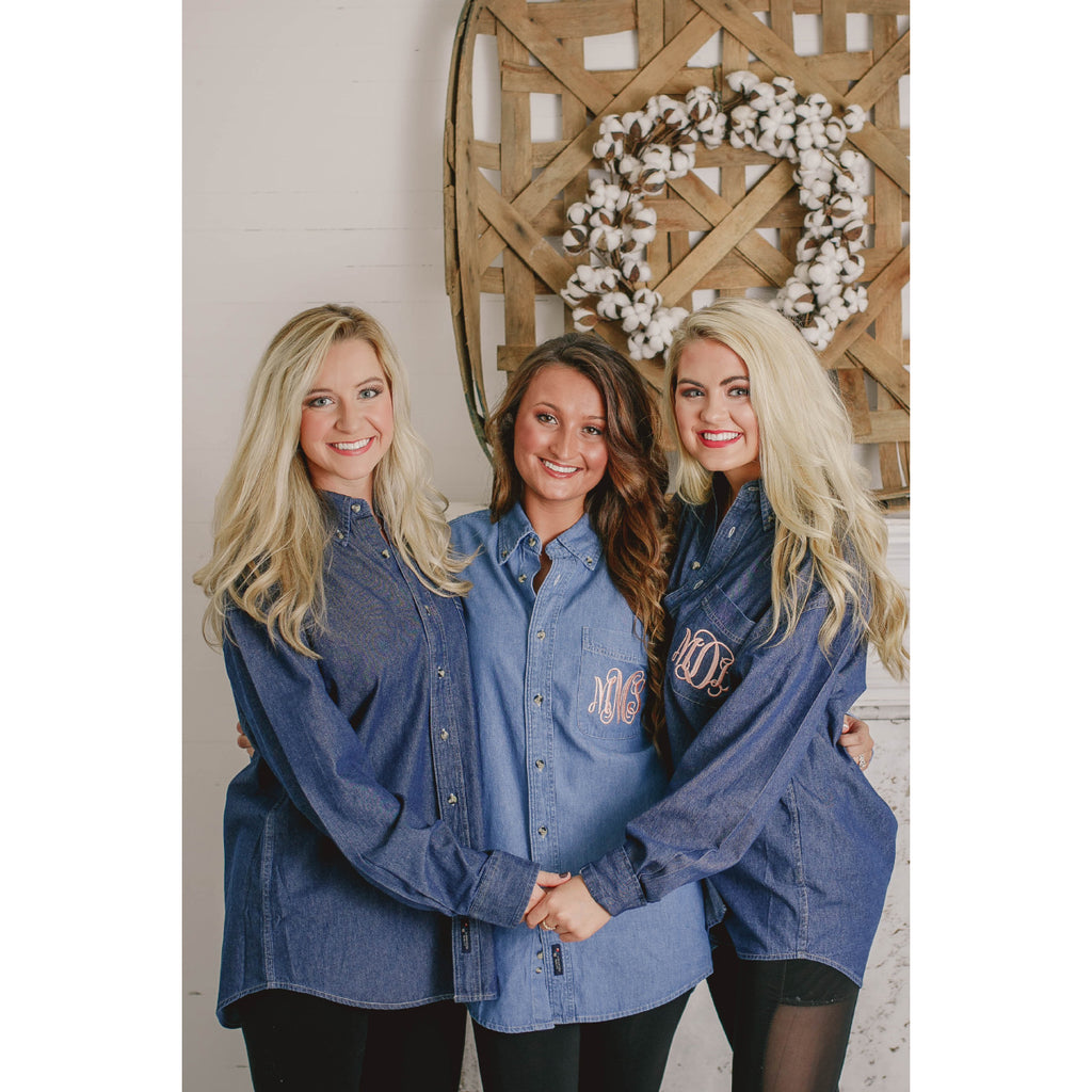 monogrammed button down shirts for bridesmaids