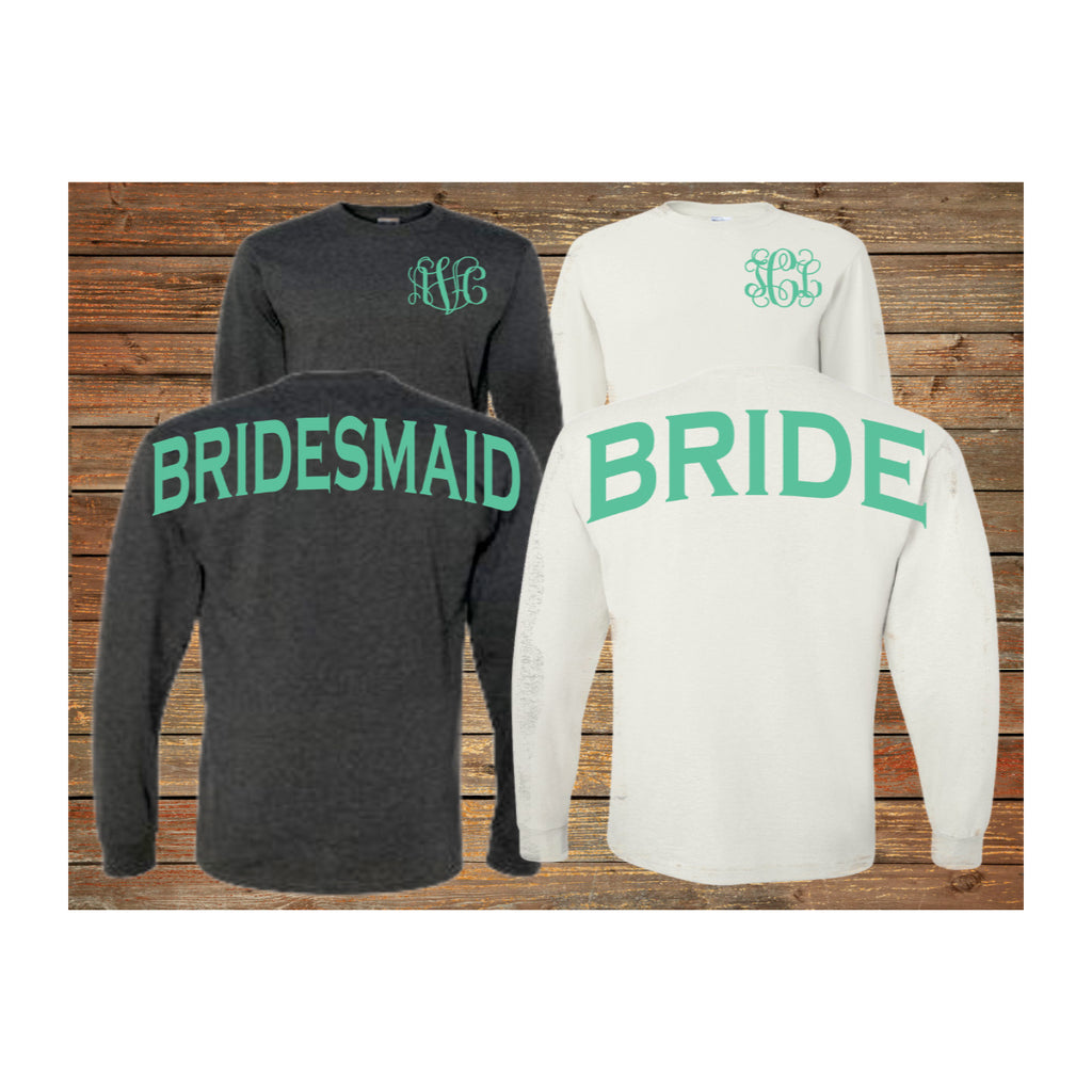 Monogram Bridesmaid Long Sleeve Shirts 