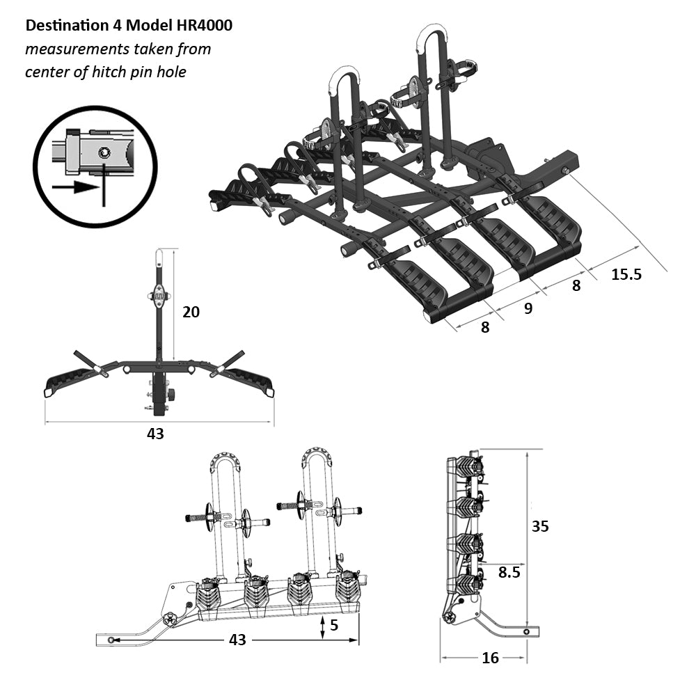 destination hitch 4 bike rack