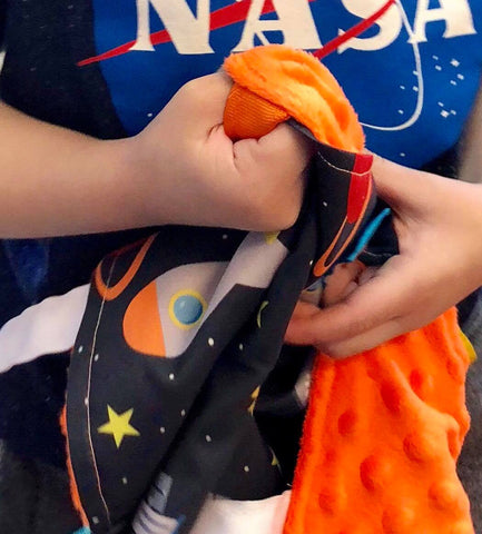 Outer Space Moon and Stars Taggie Toy Lovey Blanket